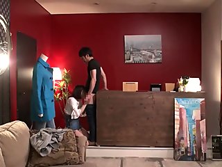 Japanese risky sex hold the moan clothing shop foreplay
